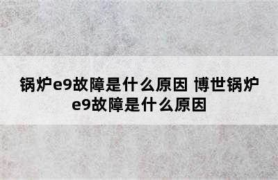 锅炉e9故障是什么原因 博世锅炉e9故障是什么原因